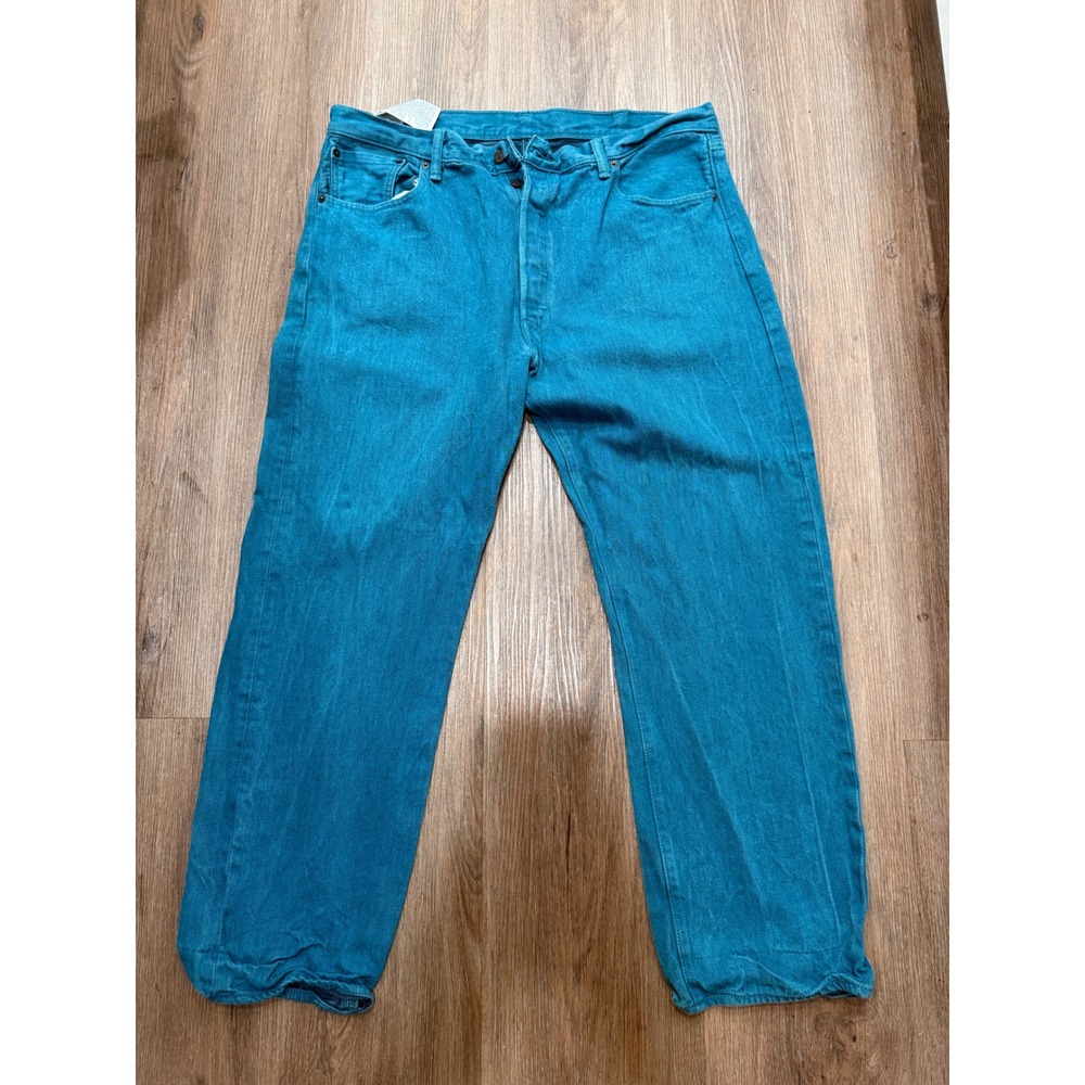 Levis 501 XX Mens Teal Blue Straight Leg Button Fly Denim Jeans W40 L32 40x30